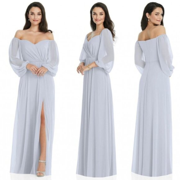 Vivian Diamond Dessy Collection 3104 Sheer Off Shoulder Dress 30846 - Picture 1 of 6